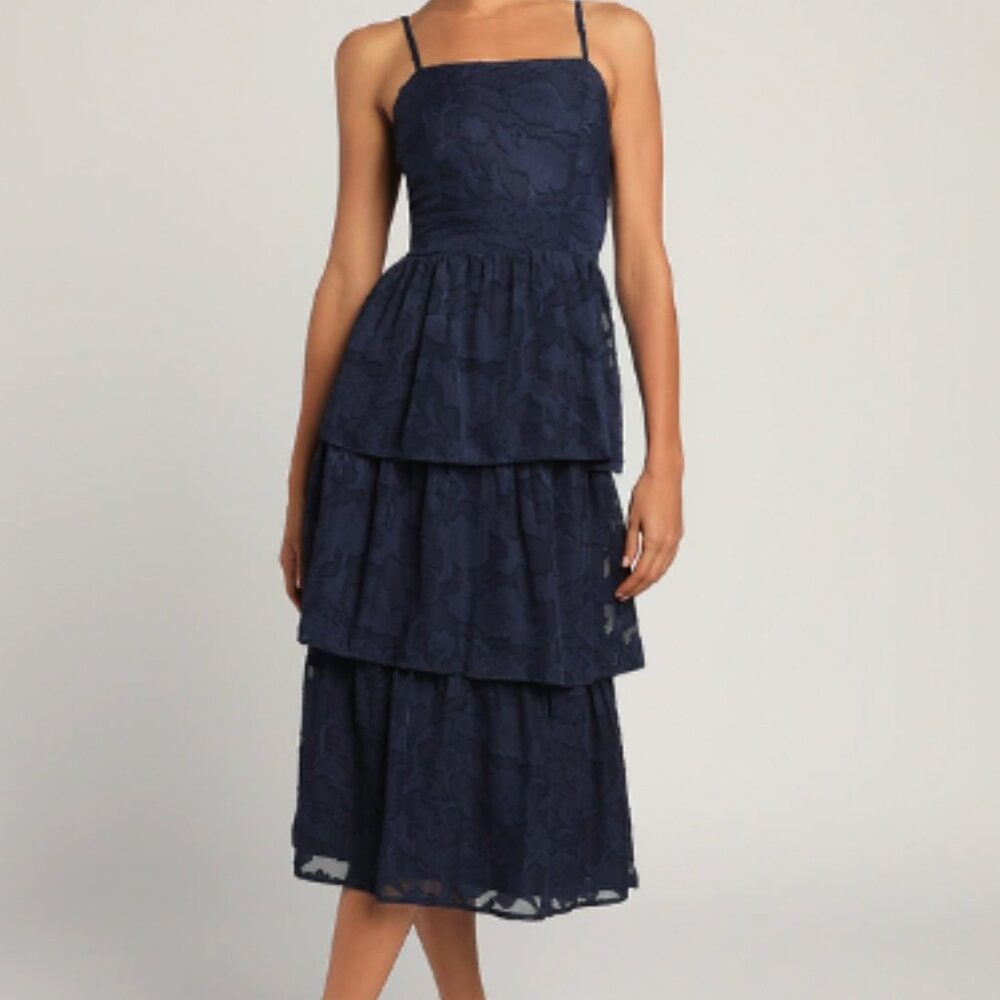 Lulus Navy Tiered Dress